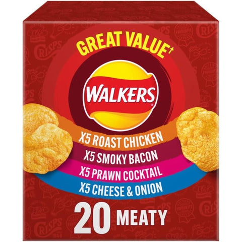Walkers Meaty Variety Multipack Crisps Box 20 x 25g