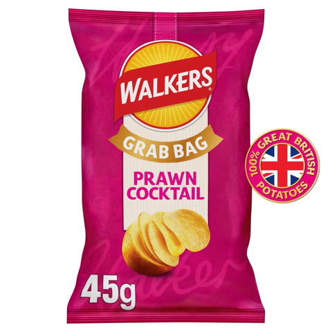 Walkers Prawn Cocktail Flavoured Grab Bag Potato Crisps 32 x 45g
