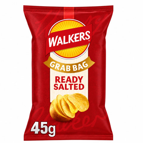 Walkers Ready Salted Flavoured Grab Bag Potato Crisps 32 x 45g